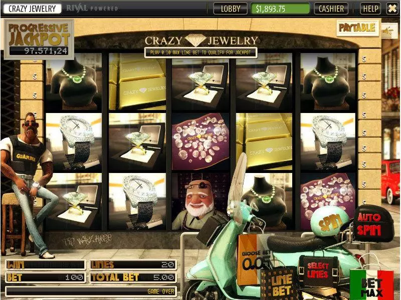 Crazy Jewelry Sheriff Gaming Slot Main Screen Reels