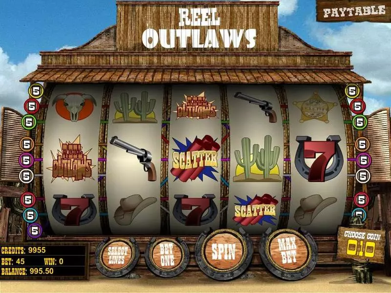Reel Outlaws BetSoft Slot Introduction Screen