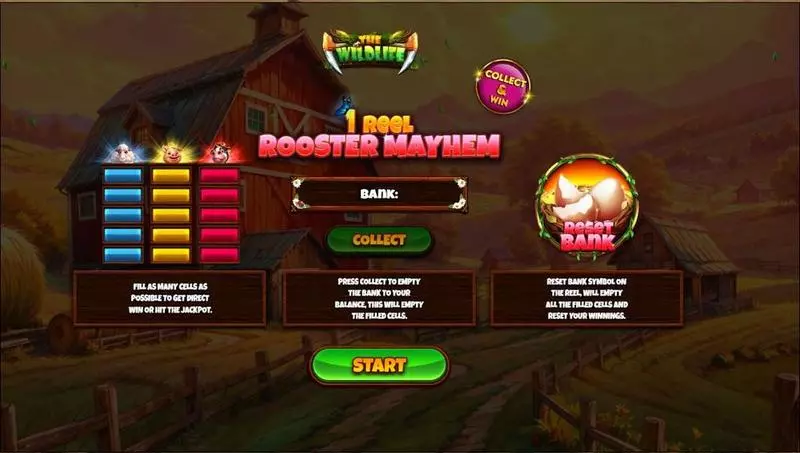 1 Reel – Rooster Mayhem Spinomenal Slot Introduction Screen