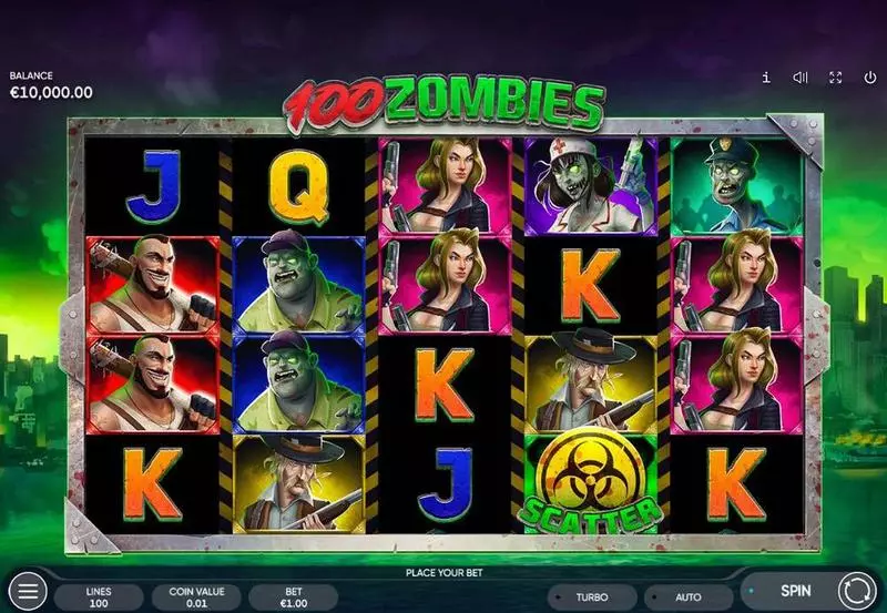 100 Zombies Endorphina Slot Main Screen Reels