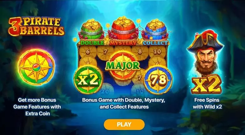 3 Pirate Barrels - Hold and Win Playson Slot Introduction Screen