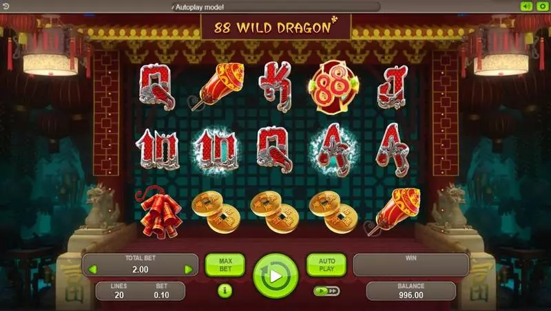 88 Wild Dragons Booongo Slot Main Screen Reels