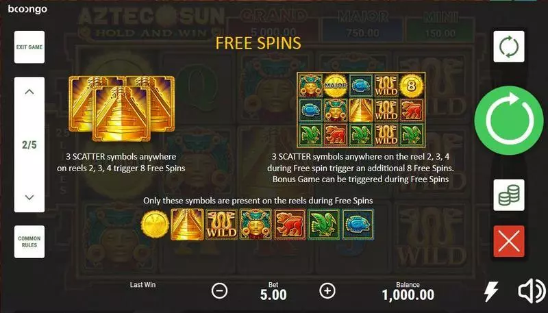 Aztec Sun Booongo Slot Bonus 1
