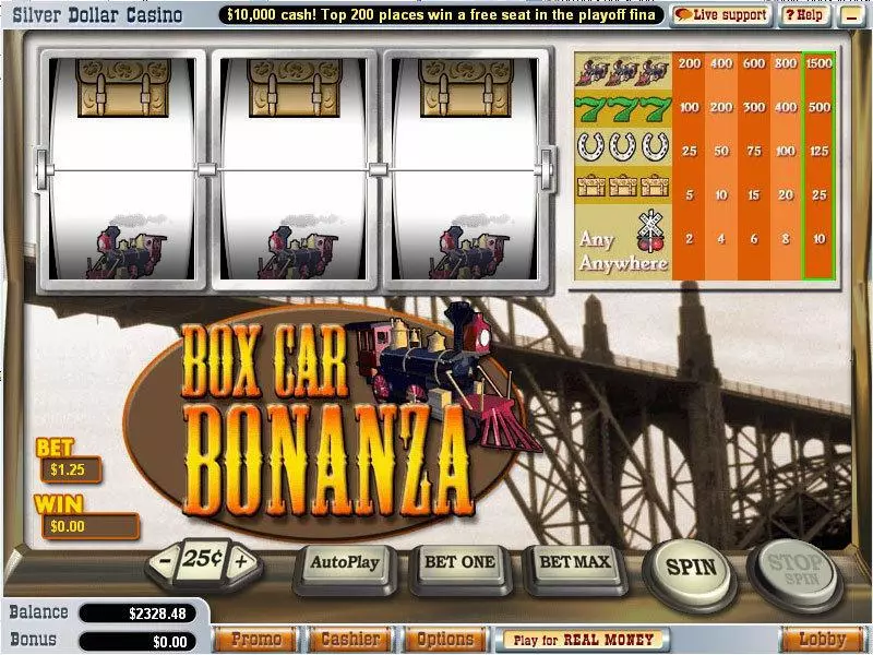 Box Car Bonanza Vegas Technology Slot Main Screen Reels