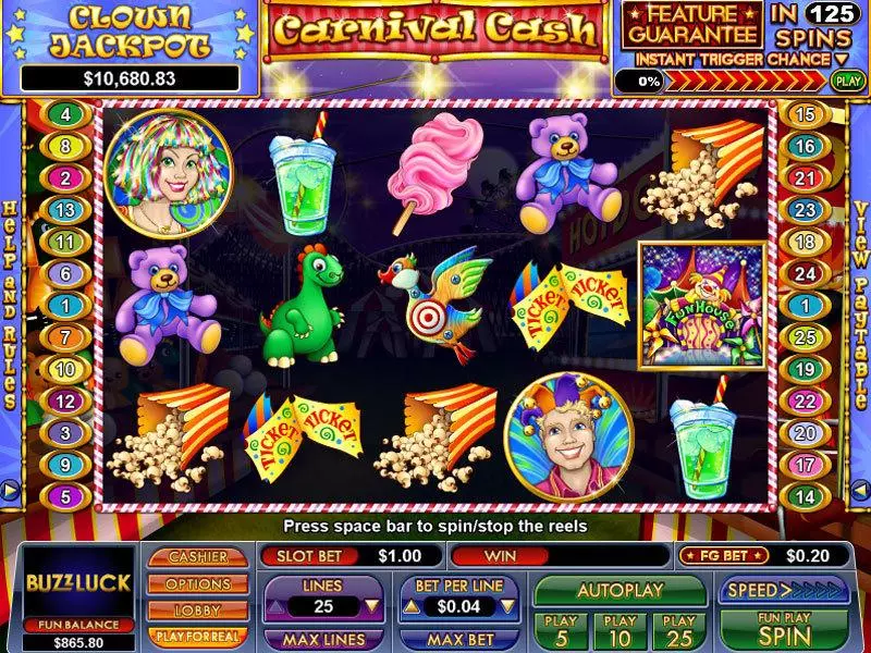 Carnival Cash NuWorks Slot Main Screen Reels