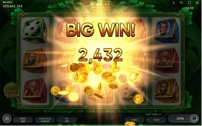 Cash Streak Dice Endorphina Slot Winning Screenshot