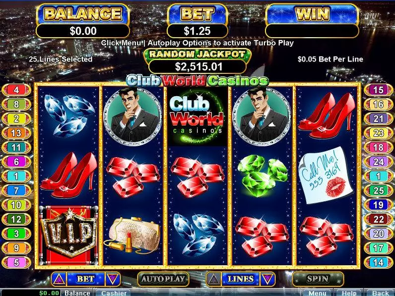 Club World Casinos! RTG Slot Main Screen Reels