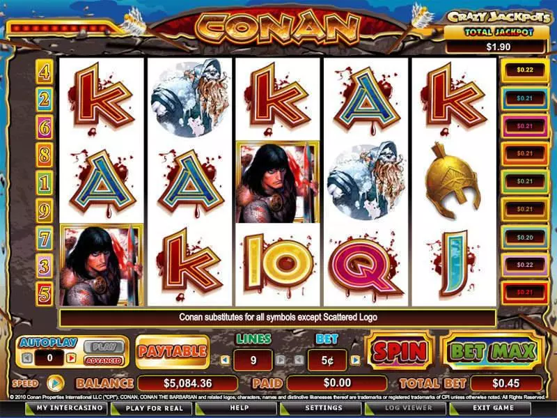 Conan the Barbarian CryptoLogic Slot Main Screen Reels