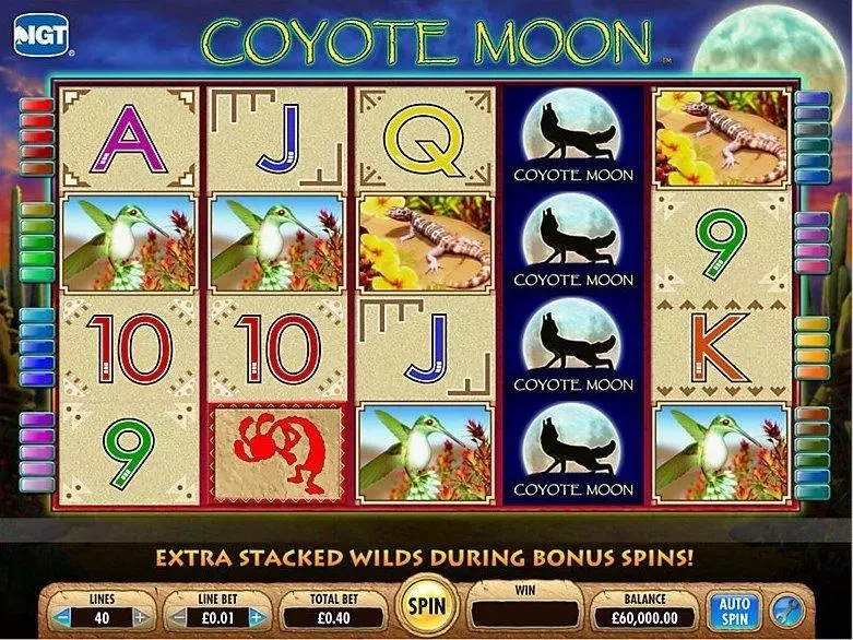Coyote Moon IGT Slot Introduction Screen