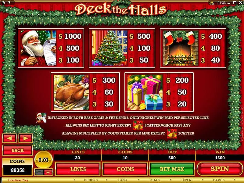 Deck the Halls Microgaming Slot Info and Rules