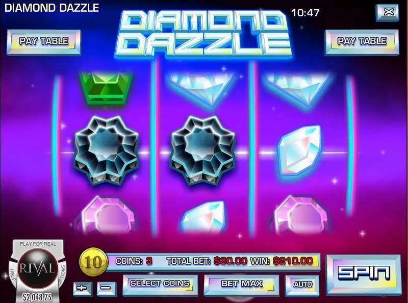 Diamond Dazzle Rival Slot Main Screen Reels