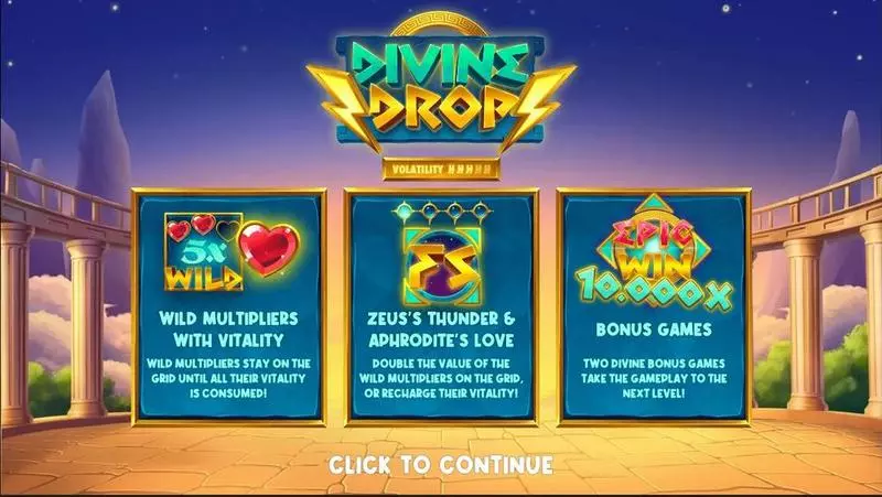 Divine Drop Hacksaw Gaming Slot Introduction Screen