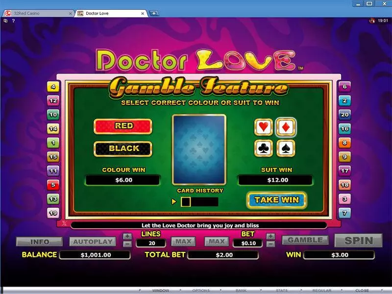 Doctor Love Microgaming Slot Gamble Screen