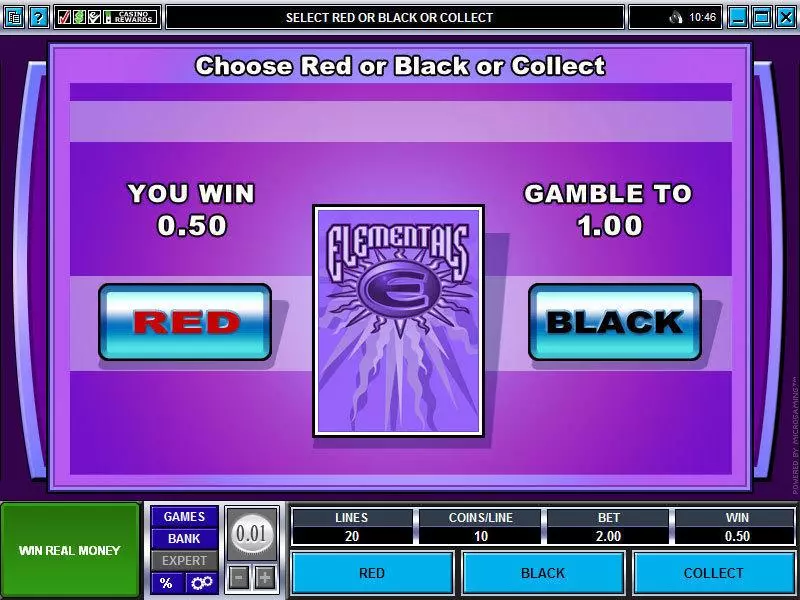 Elementals Microgaming Slot Gamble Screen