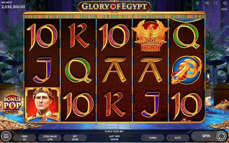 Glory of Egypt Endorphina Slot Main Screen Reels