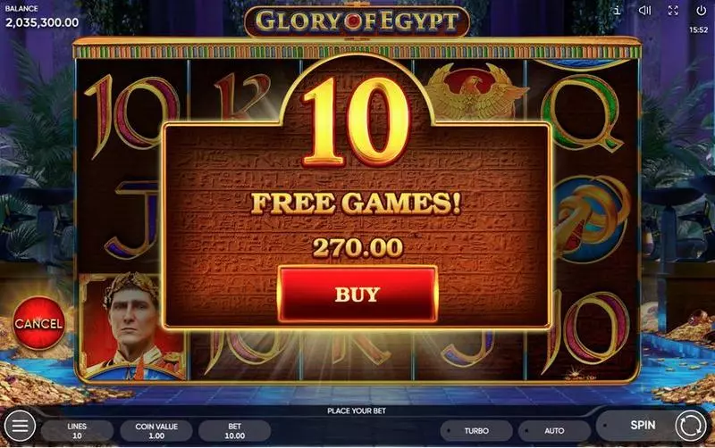 Glory of Egypt Endorphina Slot Free Spins Feature