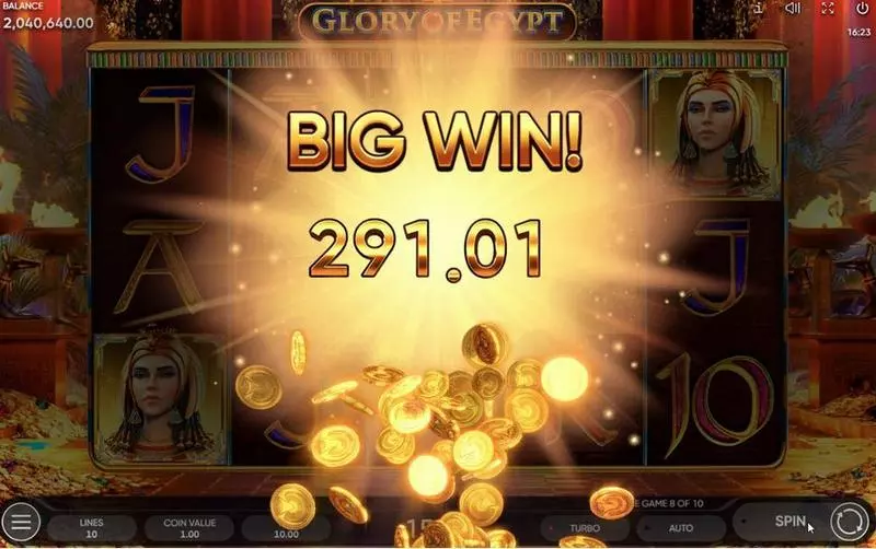 Glory of Egypt Endorphina Slot Winning Screenshot
