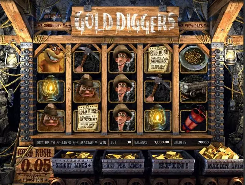 Gold Diggers BetSoft Slot Main Screen Reels