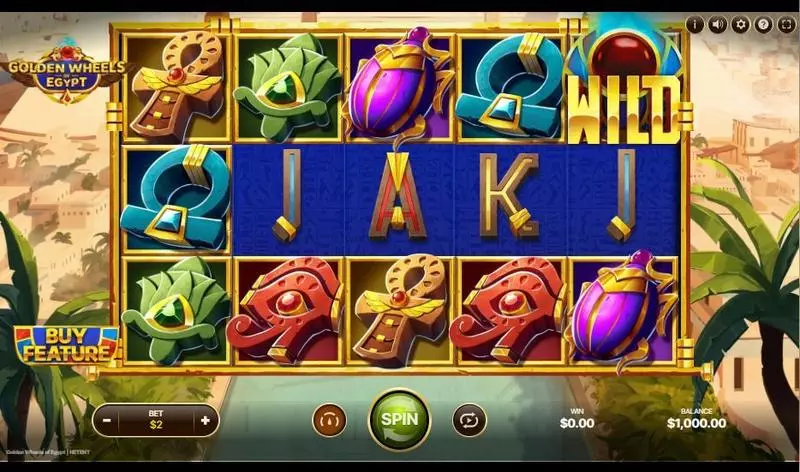 Golden Wheels of Egypt NetEnt Slot Main Screen Reels