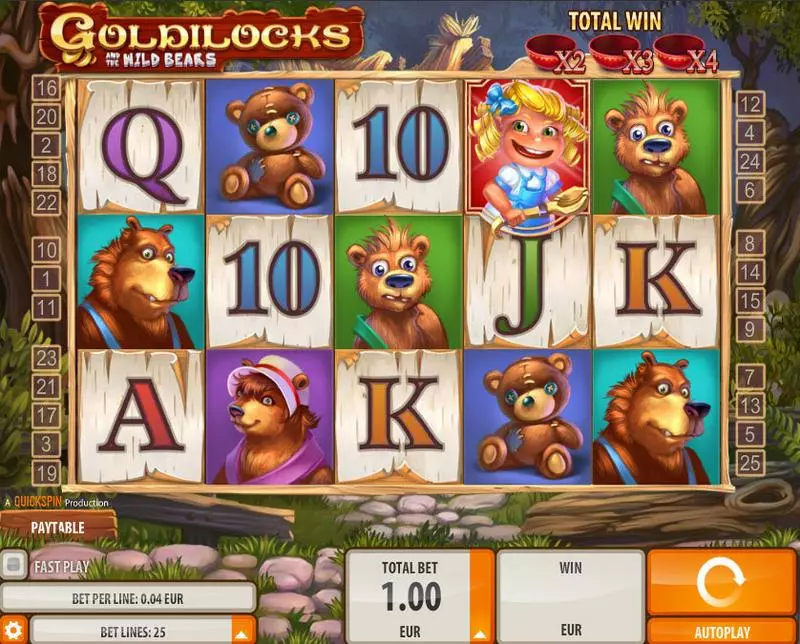 Goldilocks Quickspin Slot Main Screen Reels