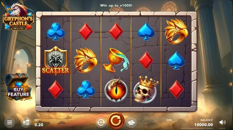 Gryphon`s Castle Deluxe Mascot Gaming Slot Main Screen Reels