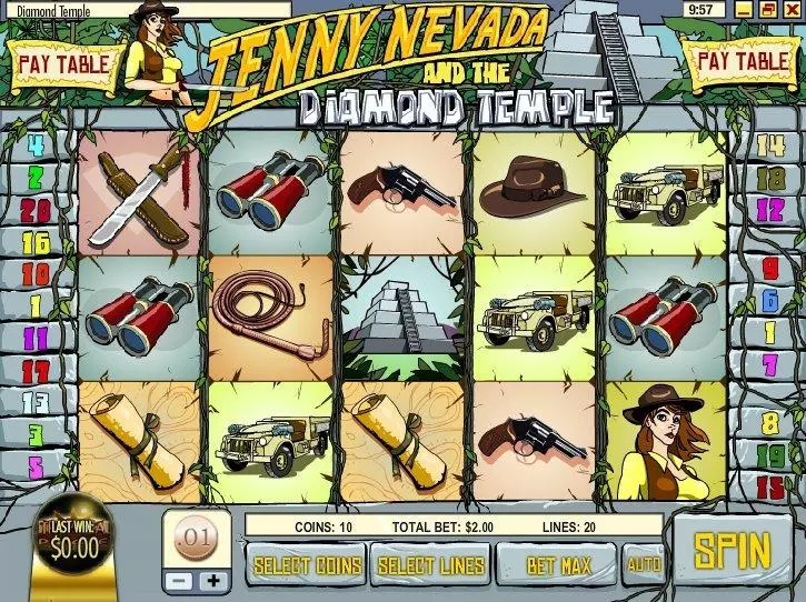 Jenny Nevada And The Diamond Temple Rival Slot Main Screen Reels
