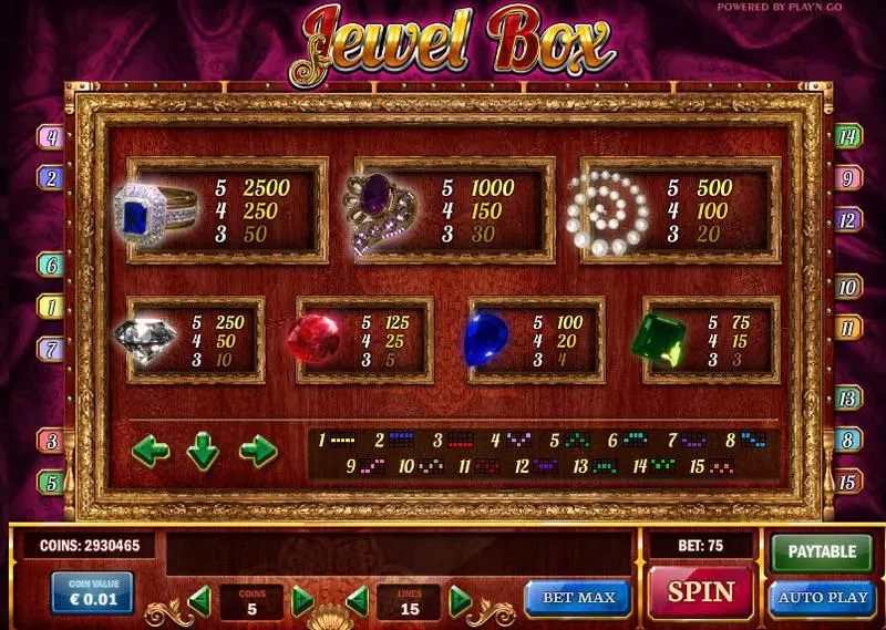 Jewel Box Play'n GO Slot Info and Rules