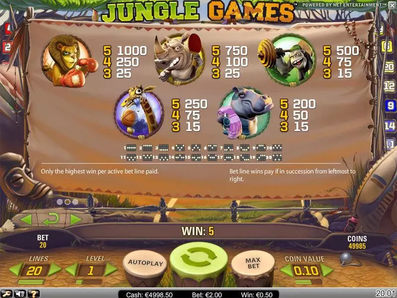 Jungle Games NetEnt Slot Info and Rules