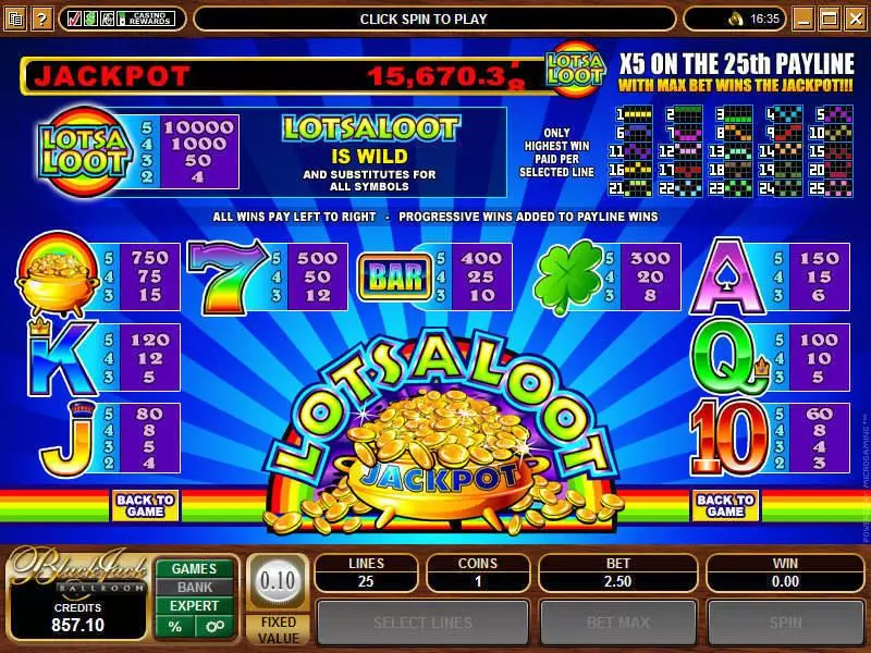Lots A Loot 5-Reels Microgaming Slot Info and Rules