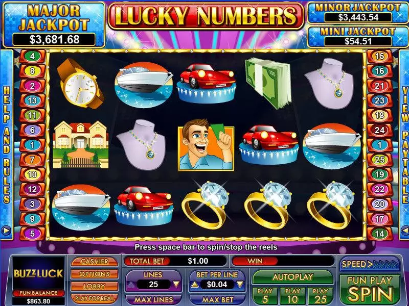 Lucky Numbers NuWorks Slot Main Screen Reels