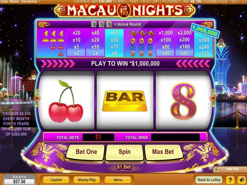 Macau Nights NeoGames Slot Main Screen Reels