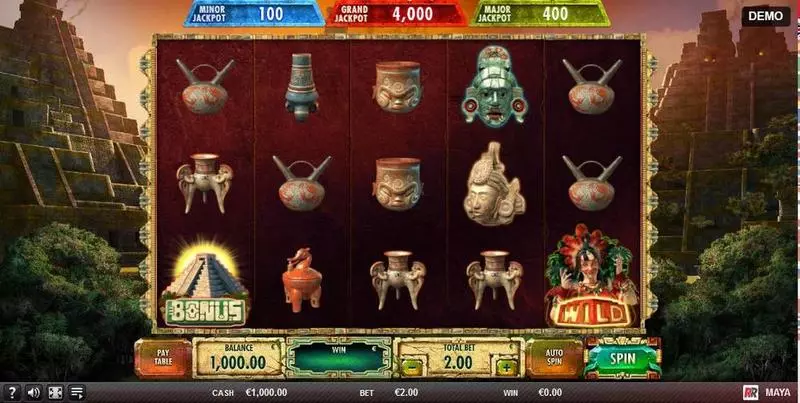 Maya Red Rake Gaming Slot Main Screen Reels
