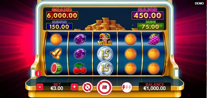 Mega Coins Red Rake Gaming Slot Main Screen Reels