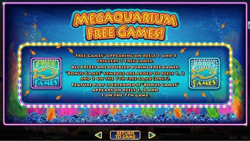 Megaquarium RTG Slot Info and Rules