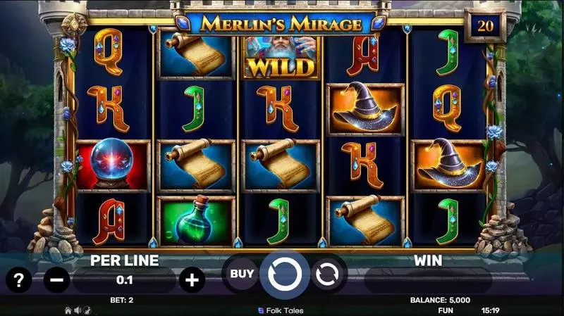 Merlin’s Mirage Spinomenal Slot Main Screen Reels