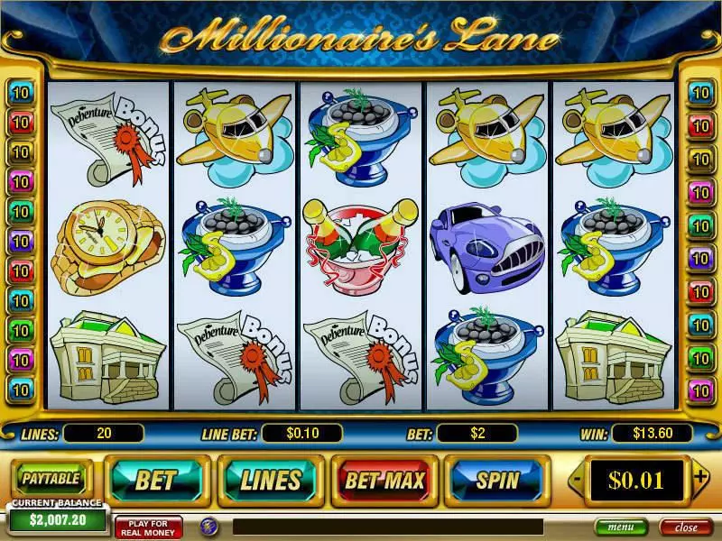 Millionaire's Lane PlayTech Slot Main Screen Reels