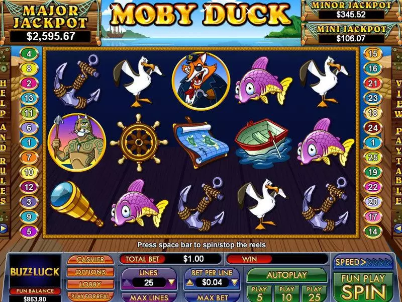 Moby Duck NuWorks Slot Main Screen Reels
