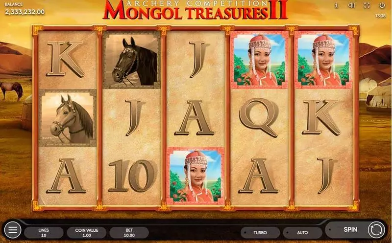 Mongol Treasures II: Archery Competition Endorphina Slot Main Screen Reels