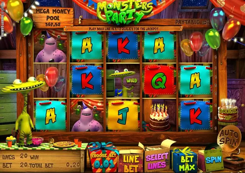 Monsters Party Sheriff Gaming Slot Main Screen Reels