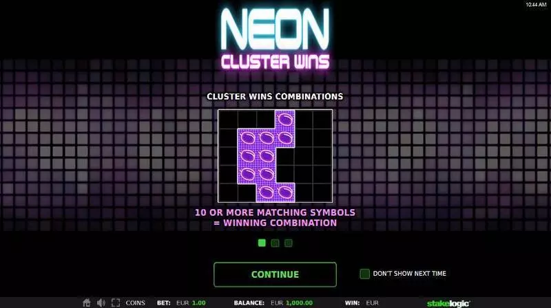 Neon Cluster Wins StakeLogic Slot Info and Rules