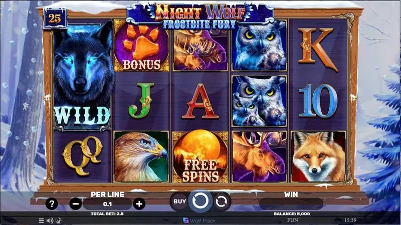 Night Wolf – Frostbite Fury Spinomenal Slot Main Screen Reels