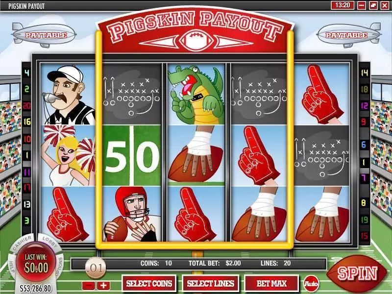 Pigskin Payout Rival Slot Main Screen Reels
