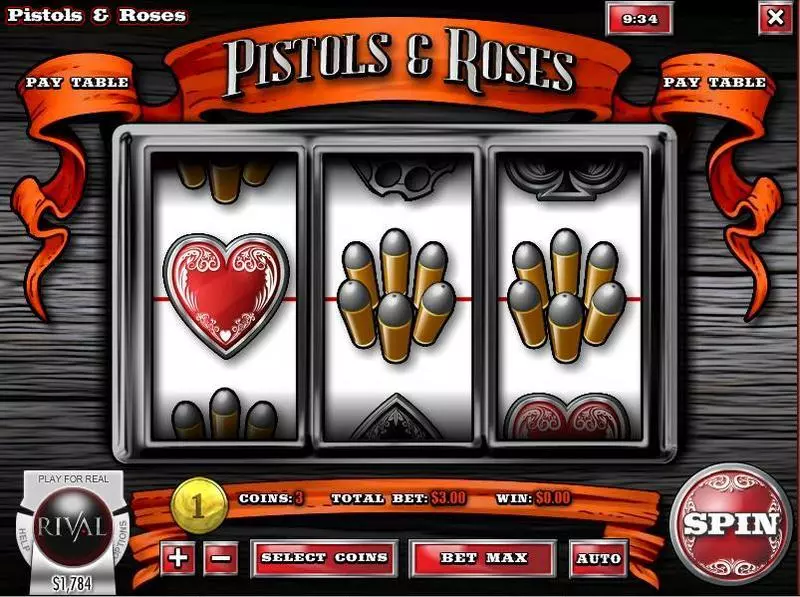 Pistols & Roses Rival Slot Main Screen Reels