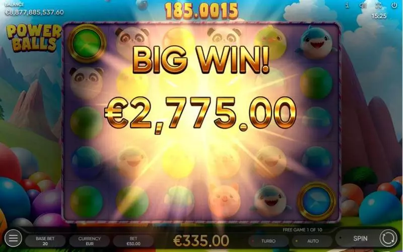 Power Balls Endorphina Slot Winning Screenshot