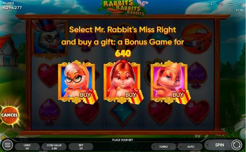 Rabbits, Rabbits, Rabbits! Endorphina Slot Bonus 1
