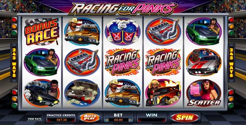 Racing For Pinks Microgaming Slot Main Screen Reels