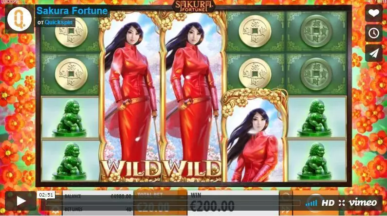 Sakura Fortune Quickspin Slot Main Screen Reels