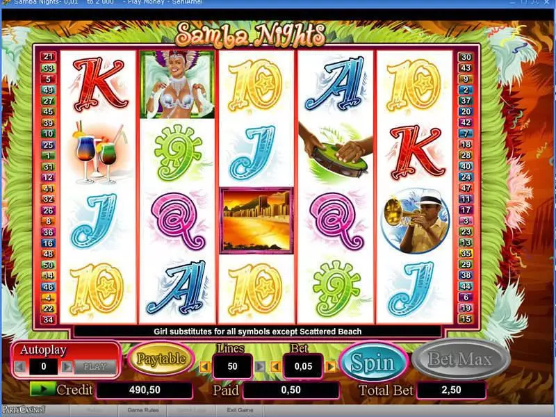 Samba Nights bwin.party Slot Main Screen Reels