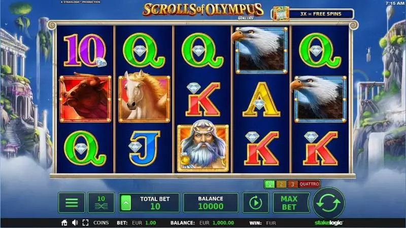 Scrolls of Olympus StakeLogic Slot Main Screen Reels