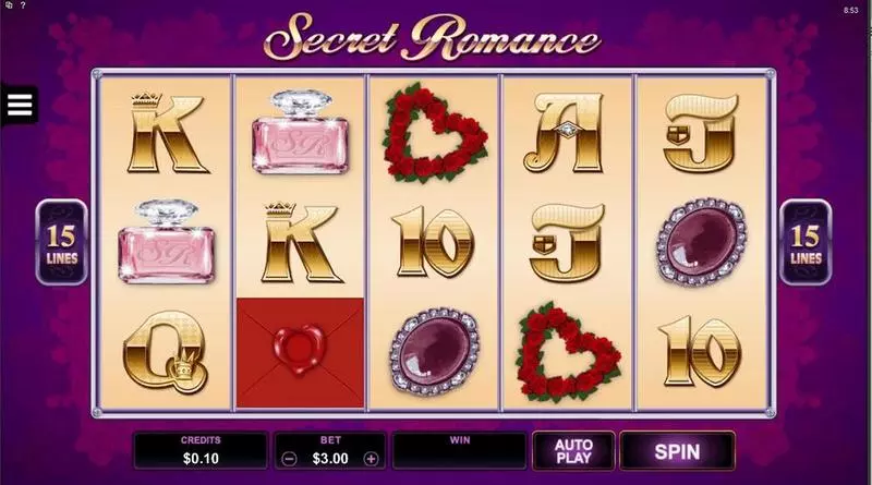 Secret Romance Microgaming Slot Main Screen Reels
